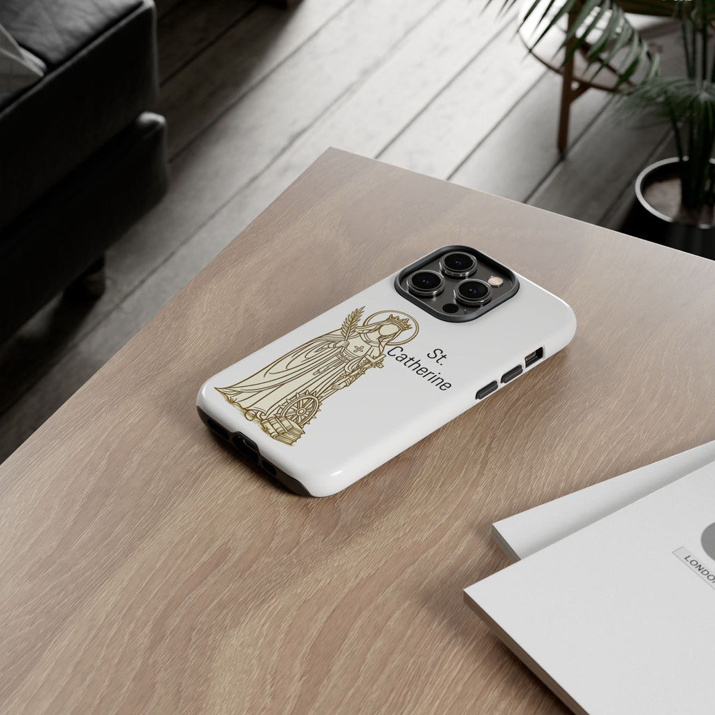 St. Catherine Phone Case — Gold Line Art Religious iPhone Cover