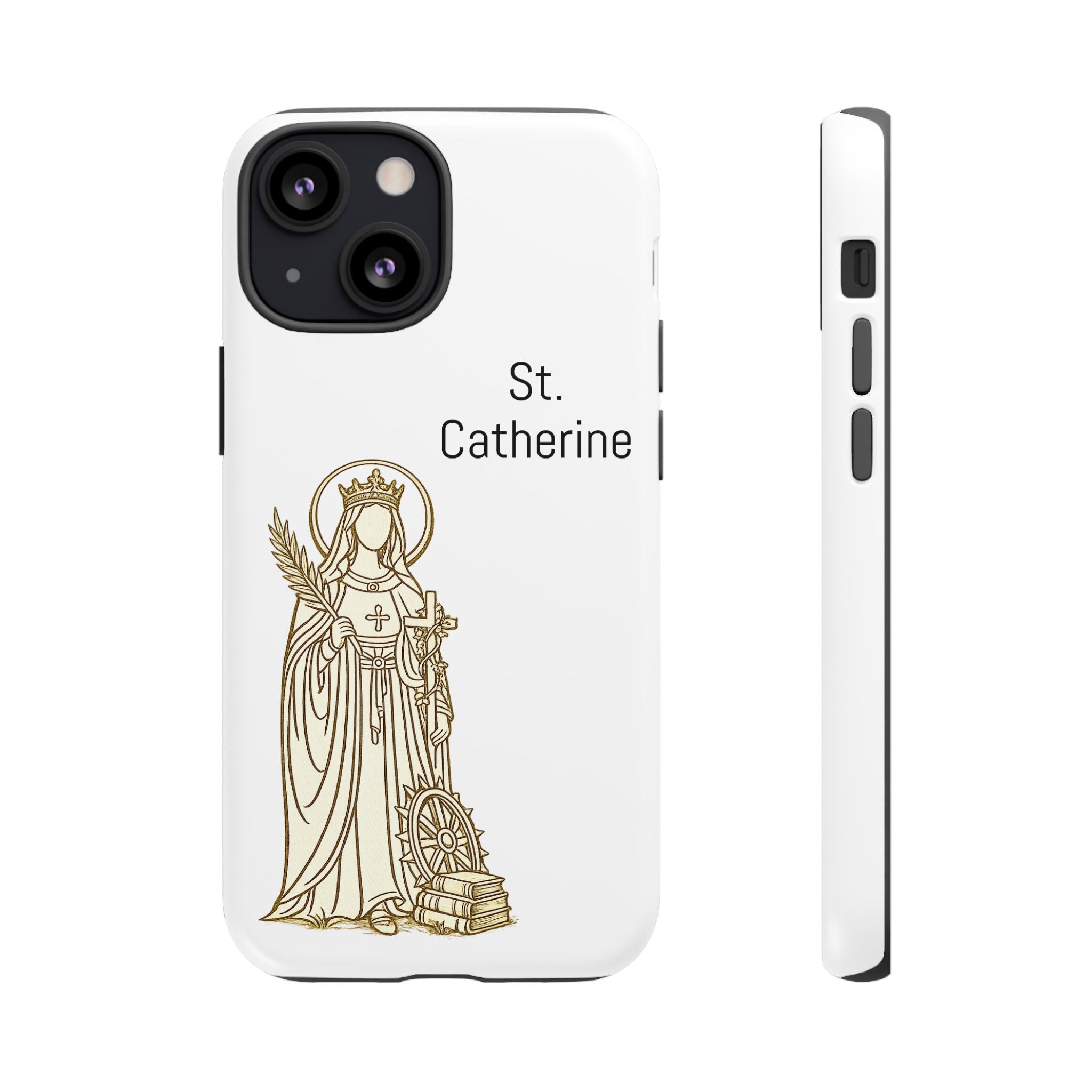 St. Catherine Phone Case — Gold Line Art Religious iPhone Cover