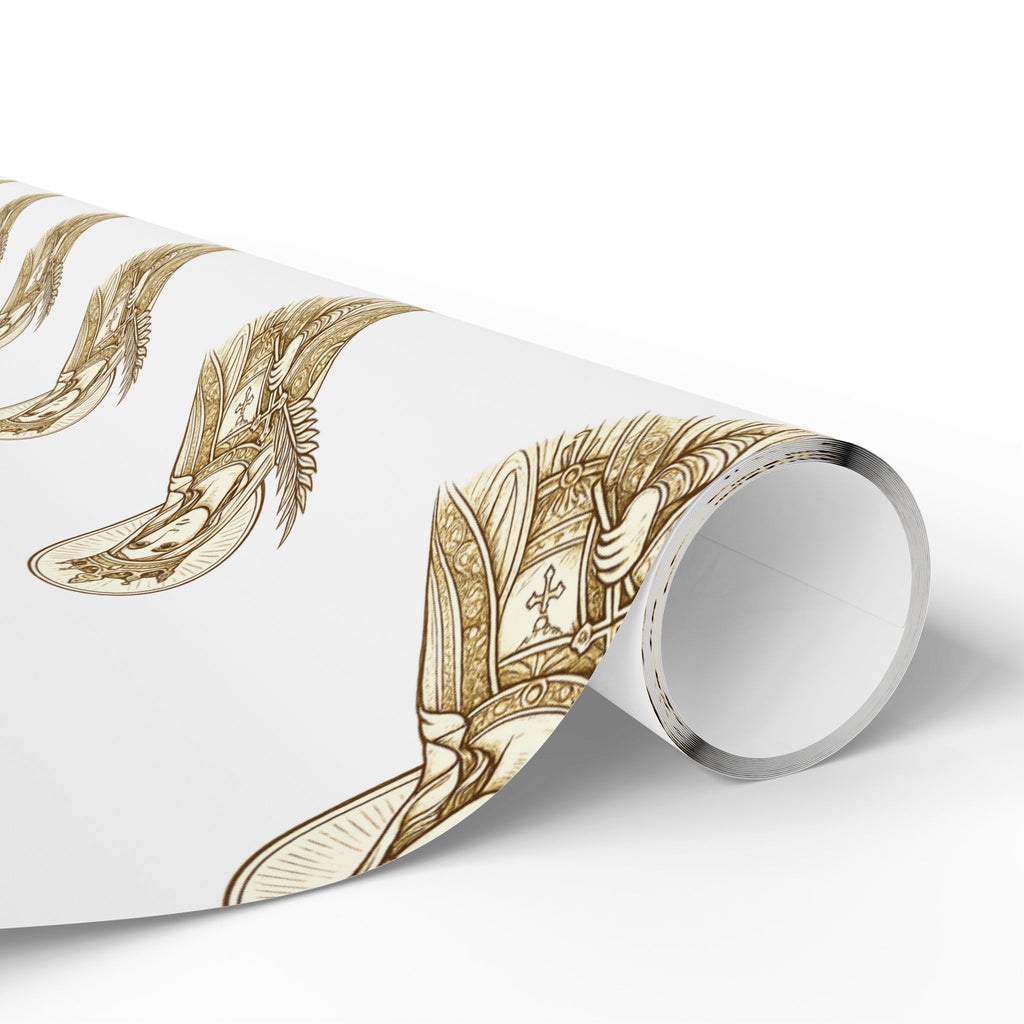 st. catherine Pattern Gift Wrap — Gold Wrapping Paper Roll for Christmas
