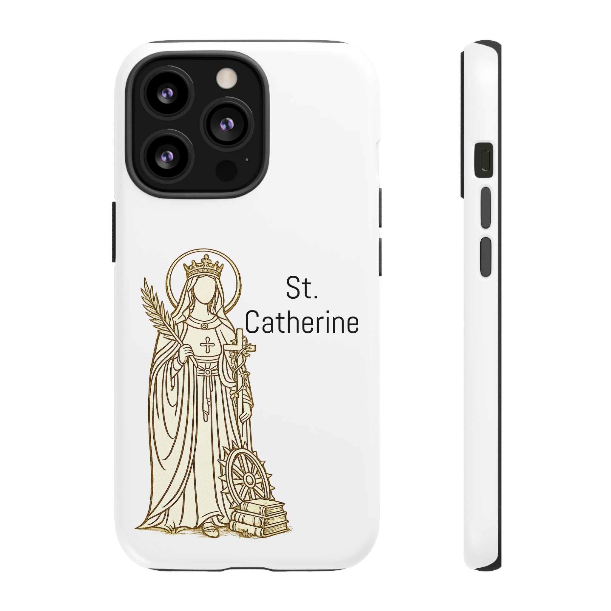St. Catherine Phone Case — Gold Line Art Religious iPhone Cover