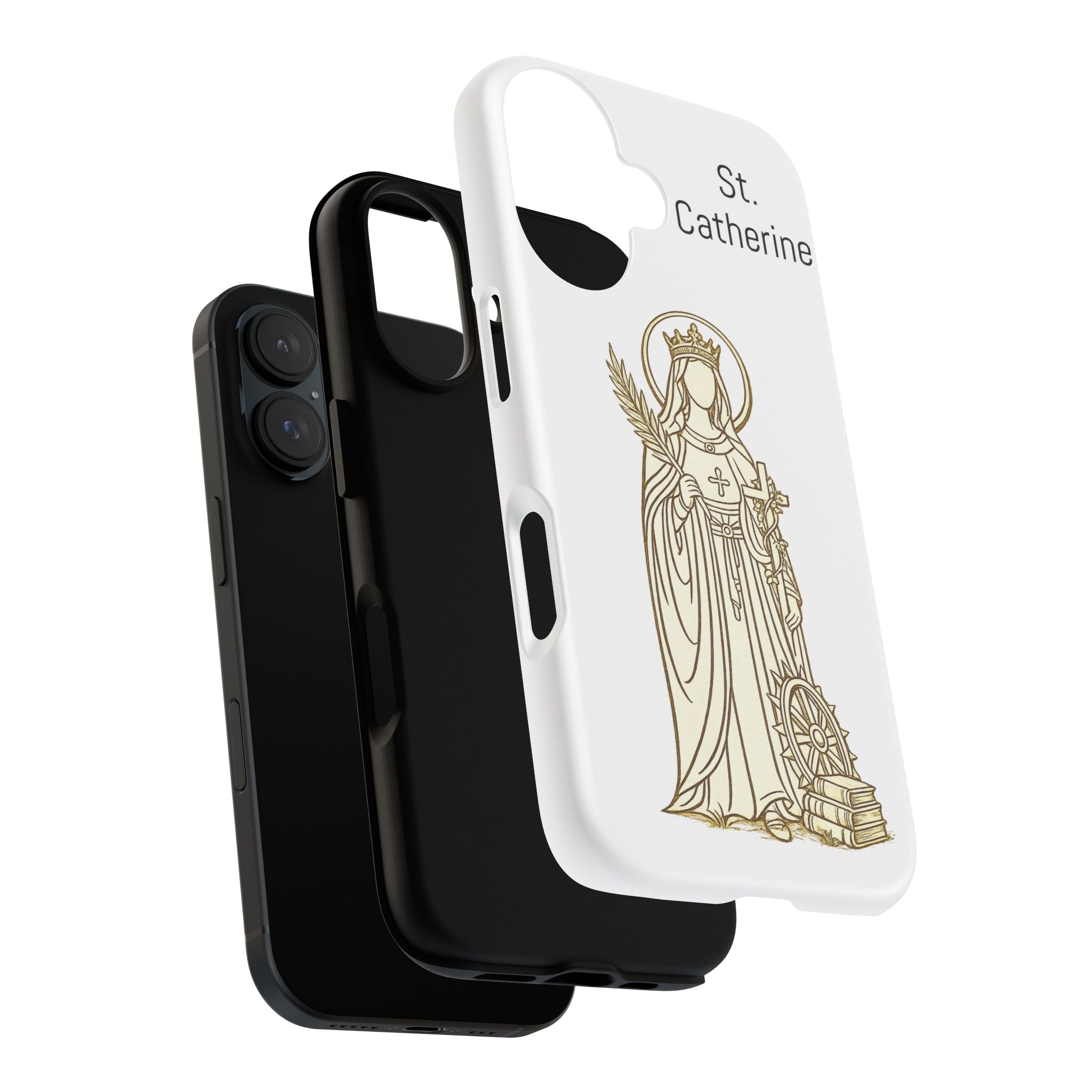 St. Catherine Phone Case — Gold Line Art Religious iPhone Cover