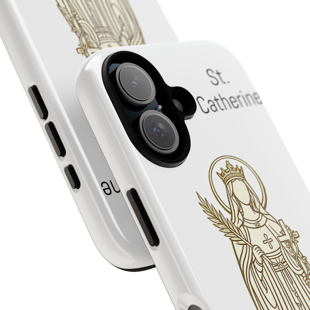 St. Catherine Phone Case — Gold Line Art Religious iPhone Cover