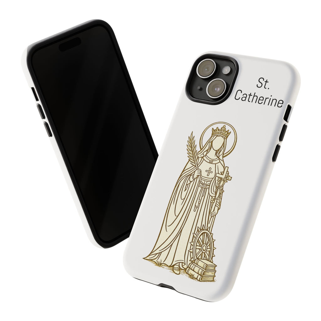 St. Catherine Phone Case — Gold Line Art Religious iPhone Cover