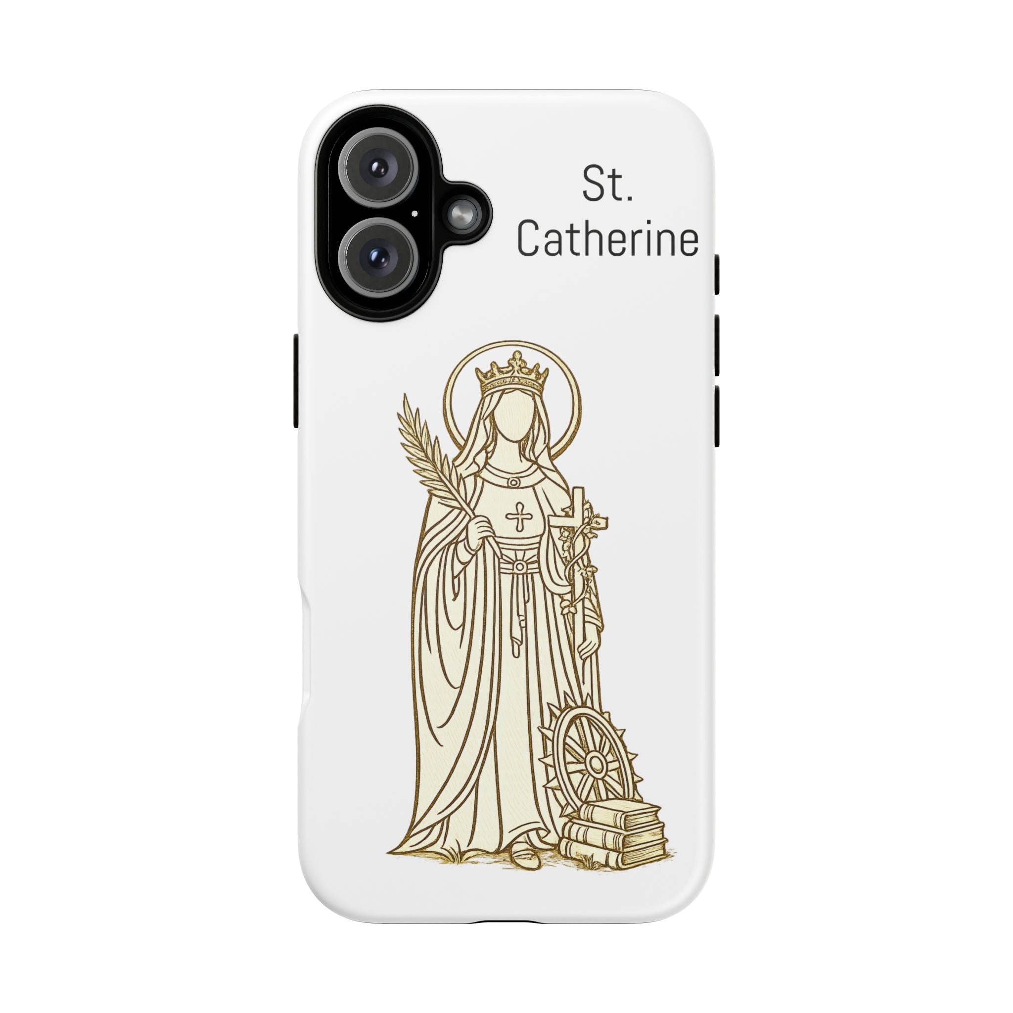 St. Catherine Phone Case — Gold Line Art Religious iPhone Cover