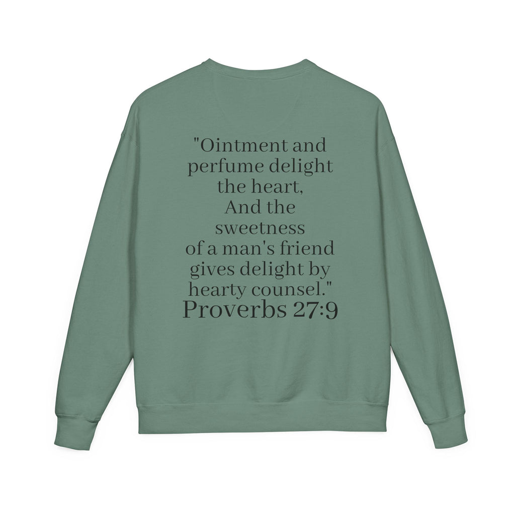 Besties Crewneck Sweatshirt — "Besties" Front & Proverbs 27:9 Back